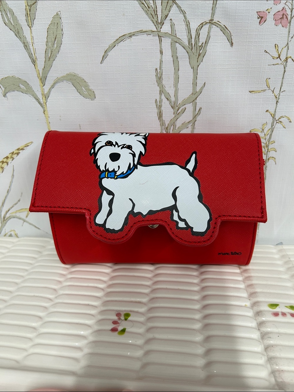 Red Dog Clutch Wallet with White Westie Graphic - marc b.